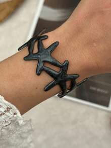 Brazalete de lujo francés con diseño de nicho de esmalte púrpura y blanco con incrustaciones de metal - vistoso - Ver 11