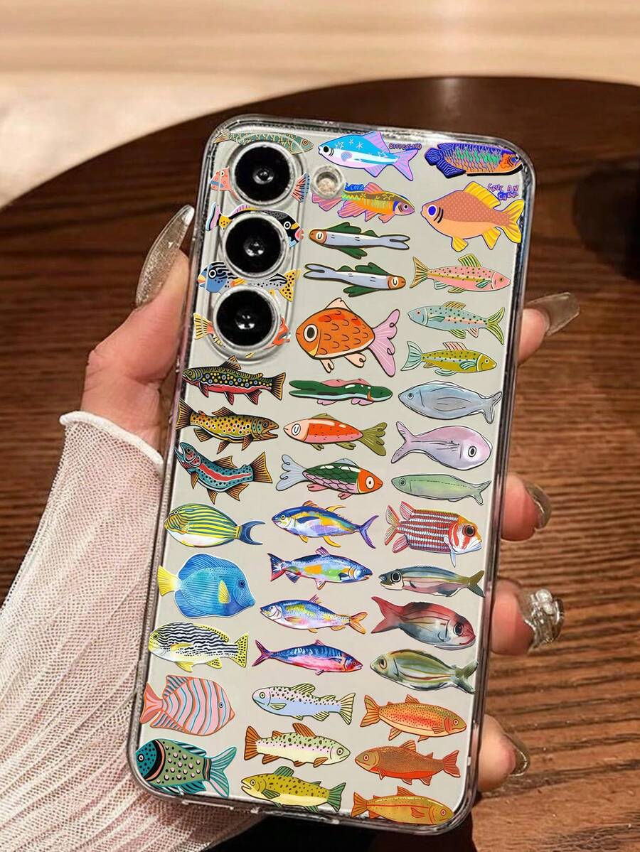 海洋主题单件装什锦海鱼图案软壳手机壳,兼容华为、荣耀、摩托罗拉、三星 Galaxy A04e/12/A13/A14/A34/A50/A52/A53/A54/S21/S22/S23/S24/S25/S25 Ultra/S25 FE/S26/S26 Plus/S26 Ultra/S26 Edge、6A/7A/8A、12T/13T/15T/15T Pro 等机型。 - 無色 - 查看 1