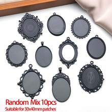 1pack Bezel Pendant Trays Vintage Cabochon Bezel Settings Trays Charms Antique Bronze Style Oval Trays Pendant Blanks For DIY Crafts Photo Necklace Jewelry Making - Multicolor - View 10