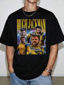 Camiseta Vintage de Hugh Jackman Wolverine - Collage Retro de Superhéroes de , 100% Algodón - Negro - Ver 6