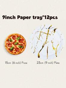 Bộ 24/12 đĩa giấy dùng một lần họa tiết vân đá cẩm thạch trắng, kích thước 7/9 inch, in nhũ vàng, phù hợp cho 6-12 người, thích hợp cho sinh nhật, tiệc cưới, tiệc mừng em bé, trang trí đám cưới. - Nhiều màu - Xem 6