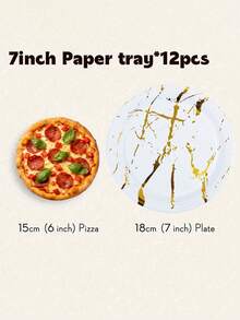 Bộ 24/12 đĩa giấy dùng một lần họa tiết vân đá cẩm thạch trắng, kích thước 7/9 inch, in nhũ vàng, phù hợp cho 6-12 người, thích hợp cho sinh nhật, tiệc cưới, tiệc mừng em bé, trang trí đám cưới. - Nhiều màu - Xem 7