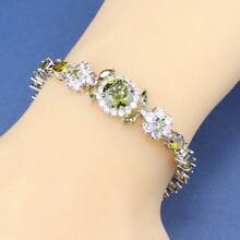 2026春季新款优雅女士婚礼派对经典潮流首饰，高品质，不褪色，低过敏性，可调节长度手链，18.5厘米+2.5厘米，情人节、母亲节、晚宴、生日、周年纪念日、日常佩戴的理想礼物 - 橄欖綠 - 查看 12