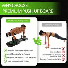 Multi-Function Push-Up Board Set - Foldable Push-Up Bar System With Color-Coded Muscle Training Zones, Non-Slip Handles - Home Gym Equipment For Chest, Back, Arms, Shoulders - Black - View 5