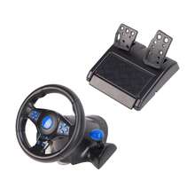 Game Steering Wheel 180° Rotation 7 in 1 Vibration USB Racing Game Wheel with Pedal for PC - Ver 2