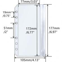 10个A6活页夹口袋，透明PVC材质，6孔双口袋扁平密封拉链袋，适用于6孔活页夹 - 10個 - 查看 3
