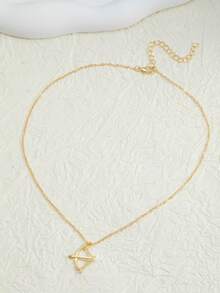 1 pieza Collar con colgante en forma de flecha de Cupido gótico, regalo de joyería para hombres y mujeres - Dorado - Ver 4