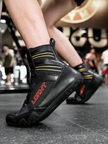 TACHUAN 1 Pair Men's High-Top Professional Boxing Shoes, Wrestling Training Boots, Muay Thai Kickboxing Shoes, Fitness Martial Arts Sneakers - Black and Yellow - View 8