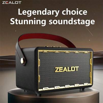 ZEALOT Fanatic MT01 60W Wireless Heavy-Duty Speaker | IPX4 Waterproof, 24000mAh 12-Hour Playtime And Power Bank, Hi-Fi Stereo Bass, Dual Microphone Input Suitable For Construction Sites, Beach Events, Public Speaking And Outdoor Adventures