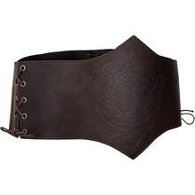 Medieval Corset Belt For Ren Faire - Women's Faux Leather Underbust Cincher, Adjustable Wide Belt For Renaissance Roleplay & Costume - Nâu đậm - Xem 2