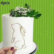 1 pezzo/3 pezzi/6 pezzi Decorazioni per torta in acrilico a forma di coniglio di Pasqua, decorazioni per torte per feste di Pasqua - Multicolore - Visualizzare 15