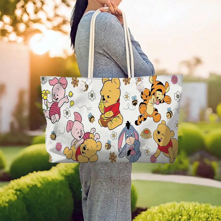 16*12inch Large Capacity Women's Handbag/Beach Bag, Printed With A Cute Winnie The Pooh Pattern, 1 Pc - Winnie the Pooh - Xem 1