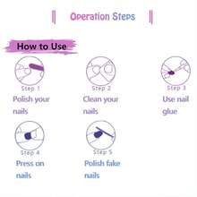 3D French Tip Press On Nails Purple Square Long Nails With 3D Ombre Designs Manicure Pressons Fake Nails False Nails Wedding Classy Gel Full Cover Acrylic Stick On Nail For Women - 紫色3D漸變 - 查看 5