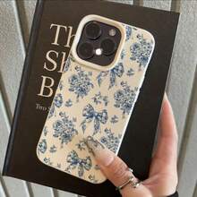 1pc TPU Material Elegant Blue & White Porcelain Bowknot Pattern Phone Case Suitable Compatible With Iphone 17 Pro Max/17/16 Pro Max/15/13/12/11, S20 FE/A15/S24/A55, Note 11/Note 12/Note 13 Pro, Full Coverage Anti-Drop Soft Protective Phone Cover - White - View 2
