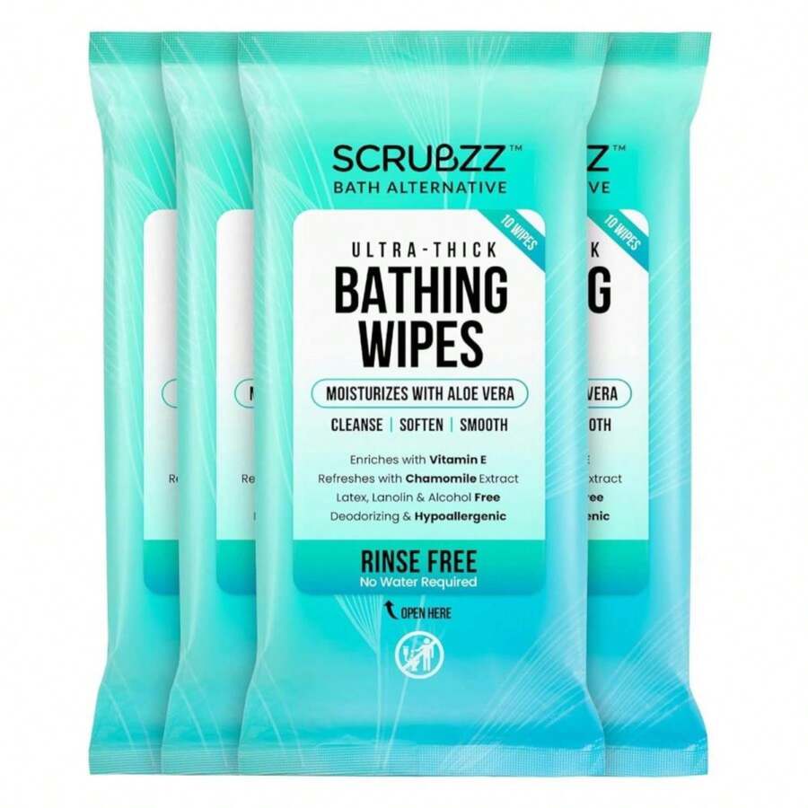 Extra Large Bath Wipes For Adults No Rinse - 40 Disposable Body Cleansing Cloths For Men, Women &Amp; Elderly - Great For Gym, Camping, Post Surgery - ColorA - 查看 1