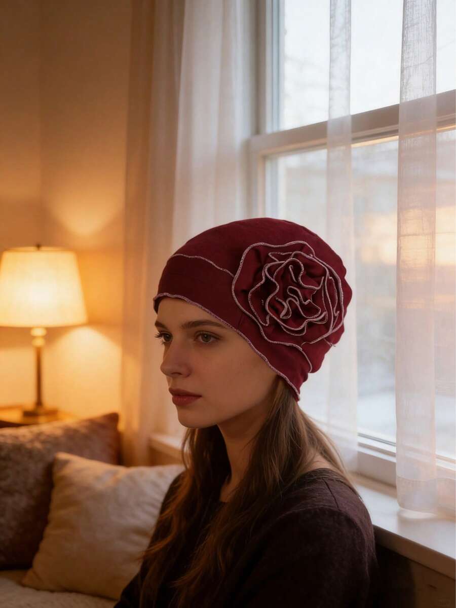 1pc Women's Large Floral Elastic Headband Hat, Versatile Basic Cap, Women's Chemo Hat Bonnet For Women - Multicolor - View 1