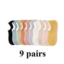 CT TAPESOCKS 4/7/9 双装女士白色浅口隐形袜，纯棉材质，防滑，夏季薄款短袜 - 彩色 - 查看 8