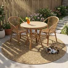 1pc Brown Round Pineapple Pattern Rug, Minimalist Outdoor Round Carpet For Home Decor, Soft And Easy To Clean Carpet, Spring/Autumn Home Decor Rug | Suitable For Small Yard, Round Outdoor Carpet | Patio, Coffee Corner Landscaping Mat | Round Outdoor Rug | Balcony, Picnic, Beach Carpet - Brown - View 3