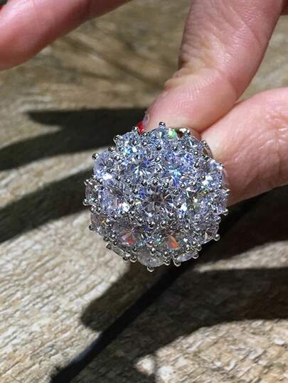 1 PC Pretty Cubic Zirconia Ring For Women For Valentine's Day Gift Wedding Anniversary Party Jewelry