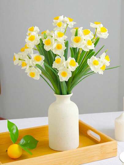 3pcs, 30cm Artificial Daffodil Flowers, Soft Silicone With Natural Touch, Suitable For Home Decor, Living Room, Tabletop, Wedding Decoration, DIY, Spring Decoration, Easter Decoration
