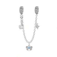 1 Piece Silver Plated Romantic Bow Safety Chain, Blue Bow Charm, Bow Dancing Shoes Charm, Ribbon Bow Beads, Blue Romantic Love Lock Beads For Original 3mm Bracelet DIY Women's Jewelry Birthday Engagement Party Gift - Multicolor - View 15