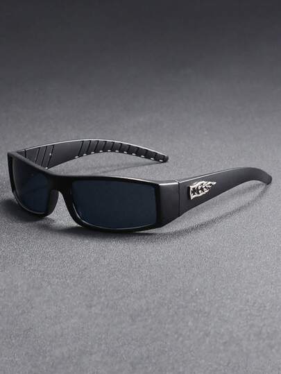 Gafas rectangulares de marco completo de plástico para hombres con templos decorativos, elegantes y de moda casual, adecuadas para el transporte diario, combinar con atuendos, fotografía, vacaciones al aire libre, también una excelente opción de regalo para el regreso a la escuela, Halloween, Navidad, Pascua, Día de San Valentín, Día de la Independencia, Acción de Gracias, Año Nuevo