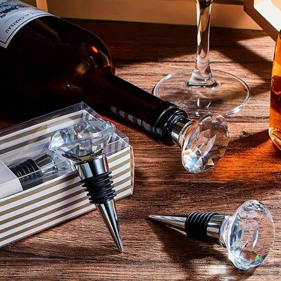 [Crystal Wine Stopper] 2pcs/1pc Wine Stopper | Red Wine Crystal Wine Preservation Stopper, Vacuum Bottle Stopper, Household And Bar Sealed Bottle Stopper, Beer Stopper, Wedding And Holiday Wine Bottle Stopper