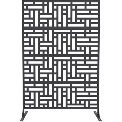Pantalla de Privacidad Exterior de Metal con Base | Biombo Decorativo Autosoportante 180x116 cm | para Jardín, Terraza, Patio o Balcón | Cerca de Protección y Decoración