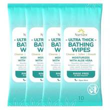 Nurture XL Ultra Thick Body Wipes For Adults W\/Aloe | 40 Extra Large Disposable Cloth Wet Cleansing No Rinse Bathing Washcloths, Waterless Shower | Bath Wipe For Women, Men &Amp; Elderly - ColorA - 查看 1