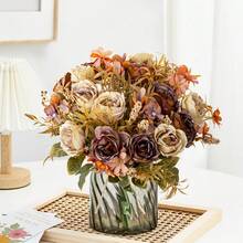 Bó hoa hồng và mẫu đơn nhân tạo lãng mạn 1/3/80 bông, kích thước 12.20 inch, hoa giả dùng để trang trí đám cưới/nhà cửa/phòng ngủ/phòng khách/bàn làm việc, bó hoa cưới, trang trí mùa xuân, trang trí văn phòng, trang trí sân vườn, trang trí ngoài trời, trang trí tiệc sinh nhật, quà tặng năm mới, quà tặng ngày Valentine. - Đỏ - Xem 2