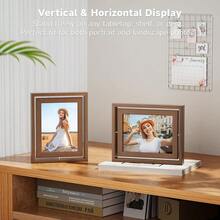 Pack 5x7 Walnut Rotating Floating Picture Frames, Double-Sided Solid Wood Photo Frame With HD Glass, Shatterproof, Fade Resistant, UV Protection, Ve..Rtical Or Horizontal Tabletop Display - 胡桃木5x7 - 查看 6