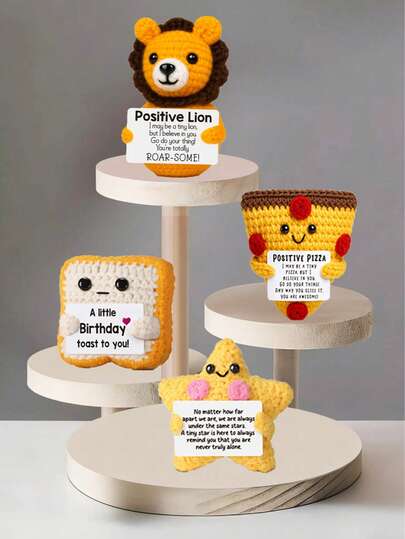 1件手工钩织桌面正能量装饰品，可爱卡通钥匙扣吊坠，送给闺蜜、姐妹、母亲、祖母的绝佳礼物，男女皆宜，传递正能量，创意派对、圣诞节、万圣节毛绒玩具装饰