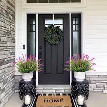 1 Bó hoa giả hoa oải hương và cây thông lá kim, chất liệu nhựa, chống tia UV, thích hợp trang trí ban công, cửa sổ, sân vườn, trong nhà. - Màu đỏ tím - Xem 9