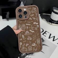 Funda para teléfono con temática de vaquero, compatible con Samsung, Apple, VIVO, OPPO, , Transsion, ,  y Honor. Fabricada en TPU, ofrece protección a prueba de golpes y caídas. Un regalo ideal para familiares y amigos. - Marrón - Ver 1