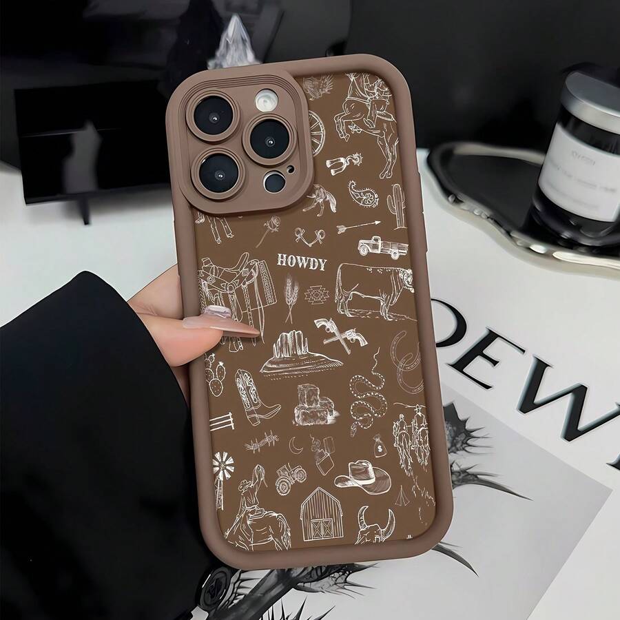 Funda para teléfono con temática de vaquero, compatible con Samsung, Apple, VIVO, OPPO, , Transsion, ,  y Honor. Fabricada en TPU, ofrece protección a prueba de golpes y caídas. Un regalo ideal para familiares y amigos. - Marrón - Ver 1