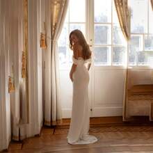 Elegant Sexy Off Shoulder High Slit Fishbone Corset Mermaid Satin Formal Wedding Dress Registry Office Dresses Bridal Fashion,Evening Party Dress Birthday Party Dress Country Wedding,Romantic Church Ceremony Wedding Dress,Suitable For Wedding,Dating,Party,Singles' Party,Vacation,Formal Occasions,Dinner Dress,Prom Dress,Homecoming Dess,Cocktail Party,Wedding Guest Dress,Graduation - 白色 - 查看 4