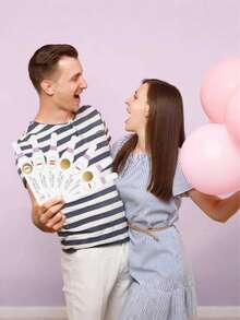 60 piezas Juego de tarjetas de rascar para baby shower: Tarjetas de rascar de prueba de embarazo rosa, divertidas tarjetas de rascar para anuncio de embarazo, tarjetas exclusivas de rascar para baby shower de niña - Multicolor - Ver 5