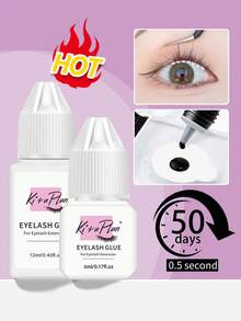 Bộ 2 lọ keo nối mi 5ml + 12ml, keo nối mi chuyên nghiệp, độ bám dính cao, khô nhanh 1-2 giây, chống thấm nước, giữ được 6-7 tuần, thích hợp cho nối mi tự làm, an toàn cho da nhạy cảm. - màu đen - Xem 2