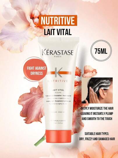 Kérastase 75ml/2.54 Fl Oz Nourishing Glossy Hair Conditioner, Combats Dryness, Deeply Moisturizes Hair For Instant Volume And Smoothness, Repairs Damaged Hair And Improves Hair Condition. 3-Step Easy Use: Shampoo, Towel Dry, Apply, Massage, Rinse. Suitable For Dry, Frizzy, Damaged Hair, As Well As Normal To Slightly Dry Hair. Daily Care, Luxurious Nourishment, Long-Lasting Hydration, Leaves Hair Shining And Radiant.