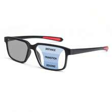 1 pieza Gafas de lectura deportivas con lentes fotocromáticas multifocales, lentes progresivas 2 en 1 con tinte sensible a la luz, marco ultraligero con patillas de color contrastante antideslizantes, adecuadas para interiores/exteriores, oficina y lectura de ocio - negro rojo - Ver 16