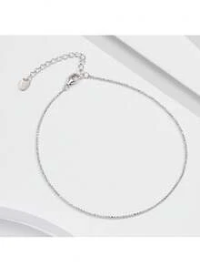 FOREVER QUEEN 1pc 925 Sterling Silver Ball Beads Anklet, 4K Gold Plated, Minimalist Summer Beach Foot Jewelry Gift For Women - Anklet - View 2