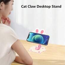 1个粉色猫爪透明360°旋转可折叠平板/手机支架，适用于、安卓手机，生日、送给家人、朋友的礼物 - 彩色 - 查看 3