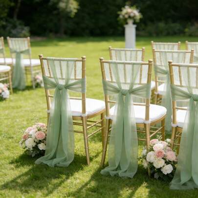 10pcs Satin Ribbon Chair Sash, Rectangular Reusable Decorations For Anniversary, Wedding, Valentine's Day Celebration, Multi-Color