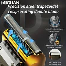 2-In-1 Electric Shaver, Dual Heads Reciprocating Shaver Blades And Pop-Up Trimmer, Rechargeable, Adjustable Speed, Gift For Father's Day, 600mAh Battery Capacity - A - View 7
