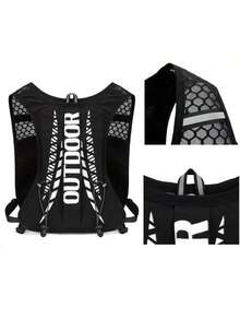 Áo vest chạy bộ nữ kèm 2 bình nước, áo vest chạy bộ điều chỉnh được cho nam, ba lô đựng nước nhẹ và thoáng khí cho chạy địa hình, leo núi, marathon, đạp xe (Màu đen) - màu đen - Xem 3