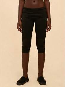 Y2K Slim-Fit 7/8 Leggings – Soft, Breathable High-Waisted Shorts Suitable For Daily Commuting, Yoga Classes, And Comfortable Y2K Home Wear - Black - View 1