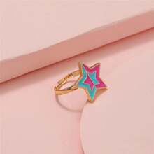 Anillos de dibujos animados para niñas, anillo ajustable coreano con flores y animales coloridos para hija, mariposa, dulces, anillos pequeños, regalos de Año Nuevo Kawaii 19PO - C073 - Ver 33
