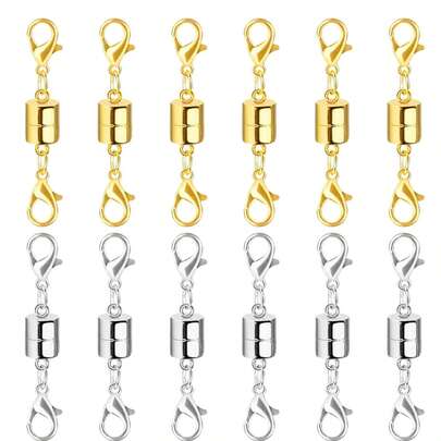 Magnetic Necklace Clasp And Closures With Double Lobster Clasp, 14K Gold And Silver Necklace Extenders For Women Jewelry Magnetic Clasps For Necklaces, Bracelet Necklace Extender
