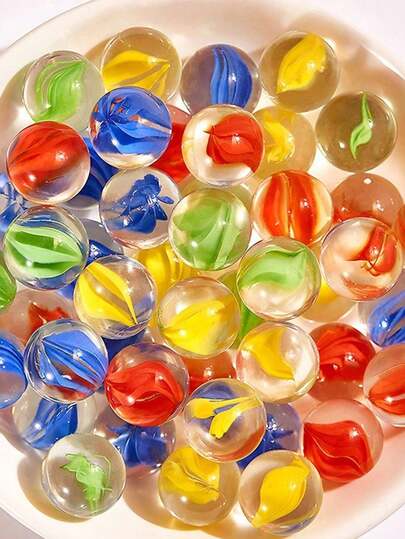 [Quantity] Pcs Colorful Glass Marbles, Marble Run Game, Single Player Toy, Rolling Balls, Stress Relief Toy, Fish Tank/Vase Decor (Random Color)