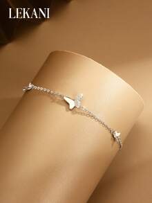 1pc S925 Sterling Silver Butterfly Zirconia Bracelet, Elegant Jewelry Accessory For Women, Spring/Summer, Gift For Mother/Girlfriend - Silver - View 5